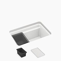 Kohler Cairn 27-1/2"" (699 mm) X 9-1/8"" (232 mm) undermount, Matte White  single-bowl utility sink