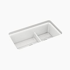Kohler Cairn 33-1/2" (851 mm)  X 10-1/8" (257 mm)  Smart Divide® 33-1/2" undermount, Matte White double-bowl kitchen sink 