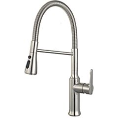 Filo Single Handle Pull-Down Sprayer with Flexible Hose, 2 Function, Solid Brass, Brushed Nickel