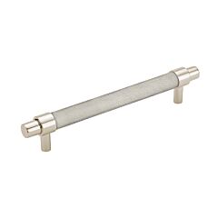 Tanner's Craft L1310 8" (203mm) Hole Centers, 11" Length, Surface Mount, Shagreen White Leather, Polished Nickel Cabinet Pull / Handle