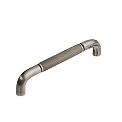 Tanner's Craft L205 8" (203mm) Hole Centers, 8-1/2" Length, Surface Mount, Shagreen City Lights Smoke Leather, Pewter Cabinet Pull / Handle