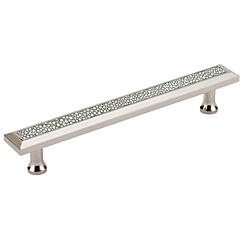Tanner's Craft L276 8" (203mm) Hole Centers, 10" Length, Surface Mount, Shagreen Ink Leather, Polished Nickel Cabinet Pull / Handle