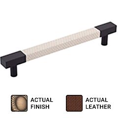 Tanner's Craft L827 3-1/2" (89mm) Hole Centers, 4-1/2" Length, Surface Mount, Woven Fudge Leather, Matte Antique Brass Cabinet Pull / Handle