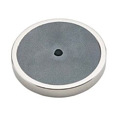 Tanner's Craft L911 Cabinet Knob Backplate, 1-1/2" (38mm) Diameter, Pinseal Brushed Steel Leather, Polished Nickel