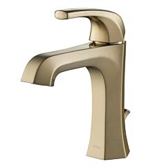 Kraus Esta Single Handle Bathroom Faucet with Lift Rod Drain in Brushed Gold