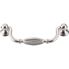 Top Knobs Tuscany Drop Pull Small Traditional Style 5-1/16 Inch (128mm) Center to Center, Overall Length 6-Inch Brushed Satin Nickel Cabinet Hardware Pull / Handle 