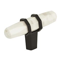 Carrione 2-1/2 in (64 mm) Length Marble White/Black Bronze Cabinet Knob