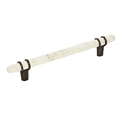 Carrione 6-5/16 in (160 mm) Center-to-Center Marble White/Oil-Rubbed Bronze Cabinet Pull