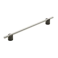 Transcendent 10-1/16" (255mm) Center to Center, 13-3/16" (335mm) Overall Length, Bar, Matte Black and Polished Nickel Cabinet Pull / Handle