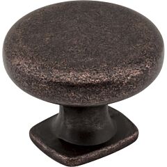 Jeffrey Alexander Belcastel 1 Rustic, Traditional, Transitional Distressed Oil Rubbed Bronze Forged Look Flat Bottom Cabinet Knob, 1-3/8" Diameter 