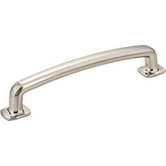 Jeffrey Alexander Belcastel 1 Satin Nickel 5 Inch (128mm) Center to Center, Overall Length 5-7/8 Inch Forged Look Flat Bottom Cabinet Hardware Pull / Handle