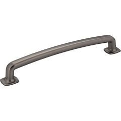 Jeffrey Alexander Belcastel 1 Brushed Pewter 6-5/16 Inch (160mm) Center to Center, Overall Length 7-1/8 Inch Forged Look Flat Bottom Cabinet Hardware Pull / Handle