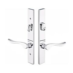 Modern Multi Point Lock Trim with Luzern Lever, Single Cylinder 1-1/2" x 11" Plate, 3-5/8” Center to Center American Cylinder Hub Above Handle, Right Hand, Satin Nickel