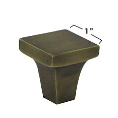 Omnia Ultima Solid Brass 1" (25.4mm) Overall Length, Lacquered Antique Brass Square Cabinet Knob