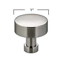Omnia Ultima II Solid Brass 1" (25.4mm) Overall Diameter, Lacquered Polished Nickel Plated Mushroom Cabinet Knob