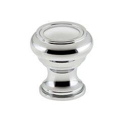Omnia Traditions Solid Brass 1-1/4" (32mm) Overall Diameter, Polished Chrome Plated Mushroom Cabinet Knob