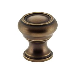 Omnia Traditions Solid Brass 1-1/4" (32mm) Overall Diameter, Lacquered Antique Brass Mushroom Cabinet Knob
