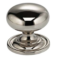 Omnia Classic & Modern Solid Brass 1" (25.4mm) Overall Diameter, Mushroom Cabinet Knob with Attached Backplate in Lacquered Polished Nickel Plated