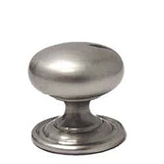 Omnia Classic & Modern Solid Brass 1" (25.4mm) Overall Diameter, Mushroom Cabinet Knob with Attached Backplate in Lacquered Satin Nickel Plated