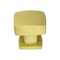 Omnia Ultima I Solid Brass 1" (25.4mm) Overall Length, Lacquered Satin Brass Square Cabinet Knob
