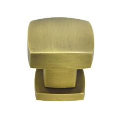 Omnia Ultima I Solid Brass 1-1/2" (38mm) Overall Length, Lacquered Antique Brass Square Cabinet Knob