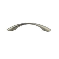 Residential Arch Deco Style 3-3/4" (96mm) Hole Center, Overall Length 5-1/8" , Satin Nickel Cabinet Hardware Pull / Handle