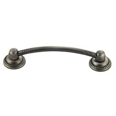 Traditional Style Deco Bow 3-3/4" (96mm) Hole Center, Overall Length 4-23/32", Satin Pewter Cabinet Hardware Pull / Handle