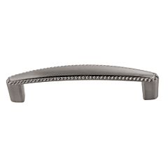 Traditional Style Rope 3-3/4" (96mm) Hole Center, Overall Length 4-5/8", Satin Pewter Cabinet Hardware Pull / Handle
