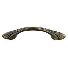 Traditional Style Deco 3" (76mm) Hole Center, Overall Length 4-23/32", Antique Satin Brass Cabinet Hardware Pull / Handle