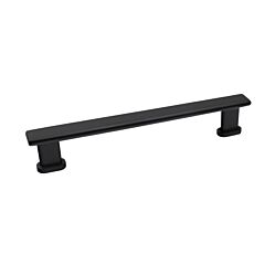 Manhattan Collection Contemporary Style 5-1/16" (128mm) Hole Center, Overall Length 6-3/32", Matte Black Cabinet Hardware Pull / Handle