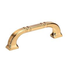 Transitional 3-3/4" (96mm) Center to Center, Length 4-11/16" (119mm) Aurum Brushed Gold, Ornate Metal Cabinet Pull/Handle