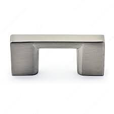Metal Rectangular Style 1-1/4" (32mm) Center To Center, Overall Length 2-1/4" Brushed Nickel Cabinet Pull / Handle