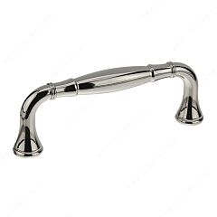 Classic Lux Style 3-3/4" (96mm) Center to Center, Overall Length 4-13/32" Polished Nickel Cabinet Pull/Handle