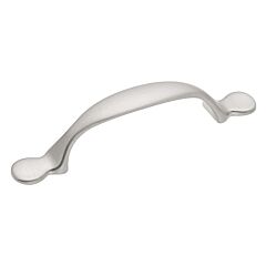 Conquest Style 3 Inch (76mm) Center to Center, Overall Length 4 Inch Satin Nickel Cabinet Pull/Handle