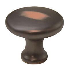 Conquest Round Style Cabinet Hardware Knob, Oil-Rubbed Bronze Highlighted 1-1/8 Inch Diameter.