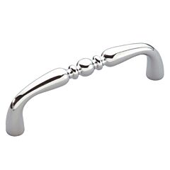 Conquest Style 3 Inch (76mm) Center to Center, Overall Length 3-1/4 Inch Polished Chrome Cabinet Pull/Handle