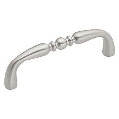 Conquest Style 3 Inch (76mm) Center to Center, Overall Length 3-1/4 Inch Satin Nickel Cabinet Pull/Handle