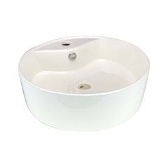 Lagoon Round Shaped Vessel Sink, 18-1/2” x 18-1/2” x 6-1/4”, Ivory Porcelainﾠ