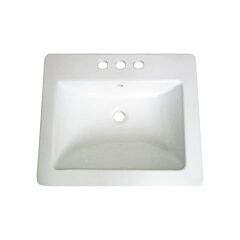 Ledge 3-Hole Rectangular Drop-In 3-Hole Bathroom Vanity Sink, 21-1/4” x 18” x 6-3/4”, White Porcelain 