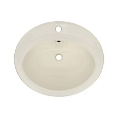 Canal Oval Shaped Drop-In Bathroom Vanity Sink, 21-3/4” x 18-5/8” x 8-1/4”, Ivory Porcelain