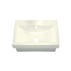 Moby Rectangular Shaped Drop-In or Vessel Sink, 21-1/2” x 18” x 6-3/4”, Ivory Porcelain