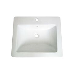 Ledge Rectangular Drop-In Bathroom Vanity Sink, 21-1/4” x 18” x 6-3/4”, White Porcelain