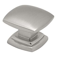 Euro-Contemporary Square Style Cabinet Hardware Knob, Satin Nickel 1-1/2 Inch length.