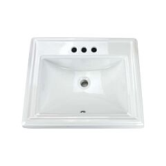 Dugout Rectangular Shaped Drop-In Bathroom Vanity Sink, 22-1/2” x 18-1/4” x 8-7/8” D, White Porcelain