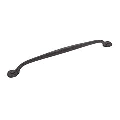 Refined Rustic Style 12 Inch (305mm) Center to Center, Overall Length 16-7/8 Inch Black Iron Cabinet Pull/Handle