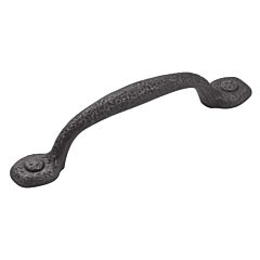 Refined Rustic Style 3-3/4 Inch (96mm) Center to Center, Overall Length 5-1/2 Inch Black Iron Cabinet Pull/Handle