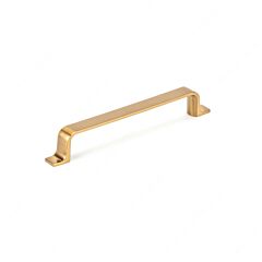 Contemporary 6-5/16" (160mm) Center to Center, Length 7-23/32" (196mm) Aurum Brushed Gold, L-Shapped Feet Metal Cabinet Pull/Handle