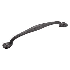 Refined Rustic Style 12 Inch (305mm) Center to Center, Overall Length 15 Inch Black Iron Appliance Pull/Handle