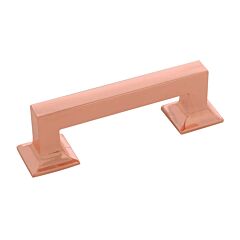 Studio Style 3 Inch (76mm) Center to Center, Overall Length 3-7/8 Inch Polished Copper Cabinet Pull/Handle