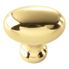 Williamsburg Style Cabinet Hardware Knob, Polished Brass 1-1/4 Inch length.